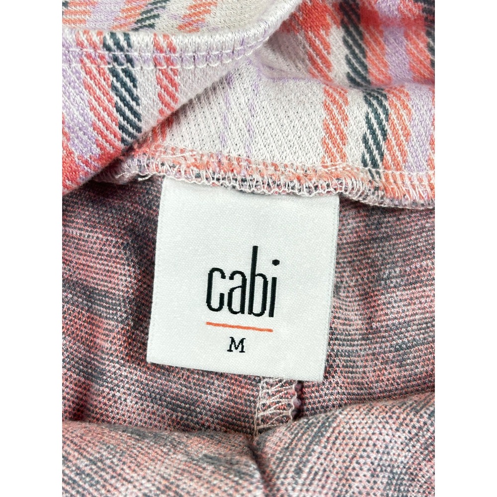Cabi Pink Plaid Wide Leg Knit Pants Womens Medium High‎ Rise Elastic Waist 6269